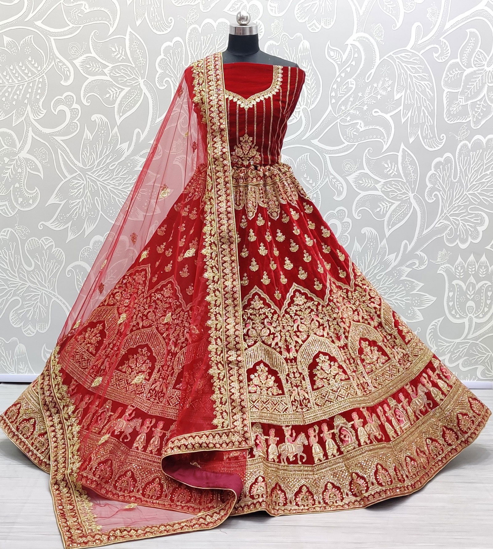 Lc 2346 Velvet Designer Thread Work And Diamond Work Lehenga Choli